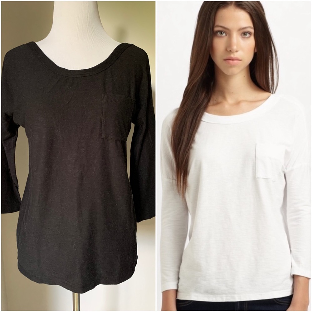 James Perse Scoop Back Pocket Tee (Blk)